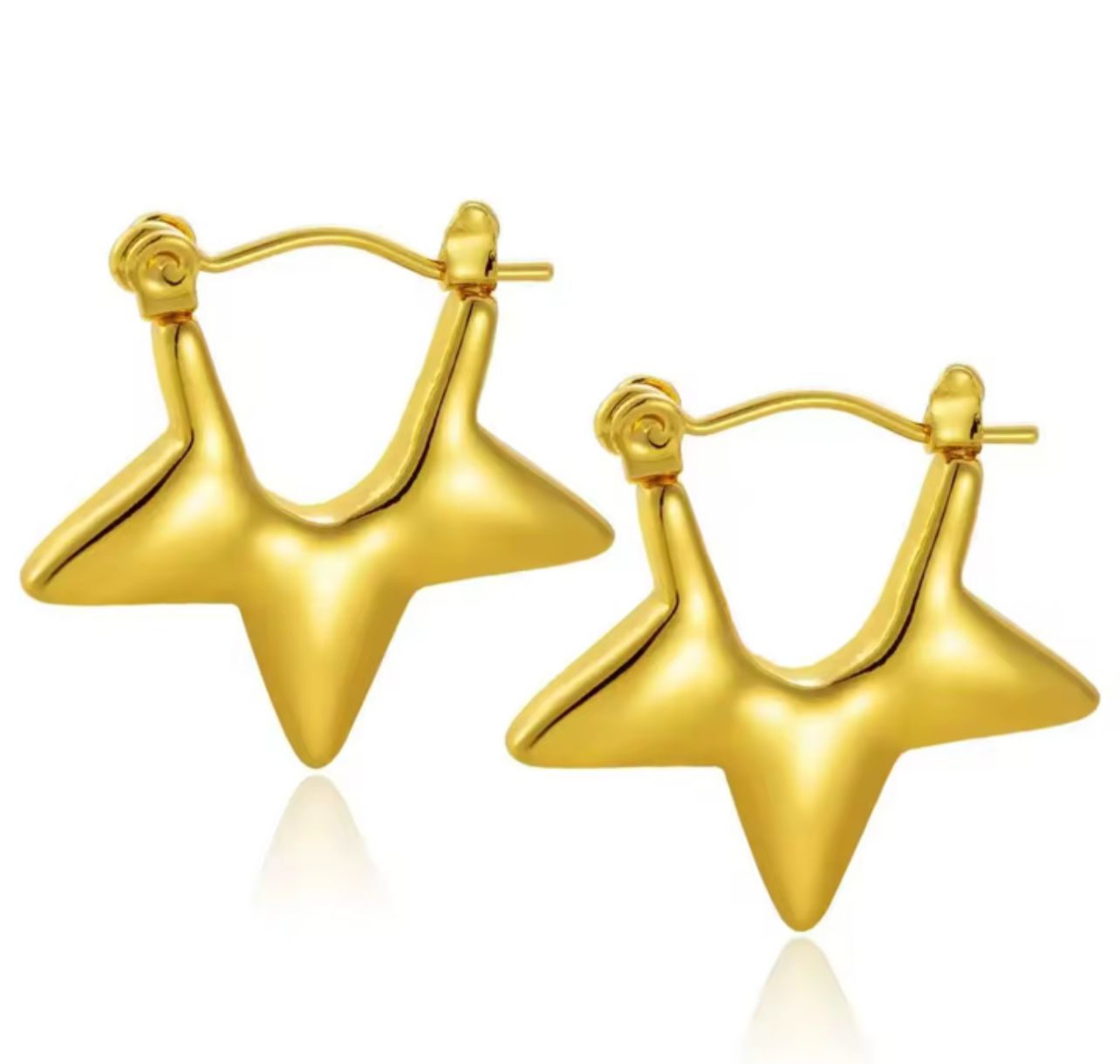 18K Gold Plated Abstract Star Hoop Earrings – Waterproof, Hypoallergenic Jewellery by ThePandaStoree