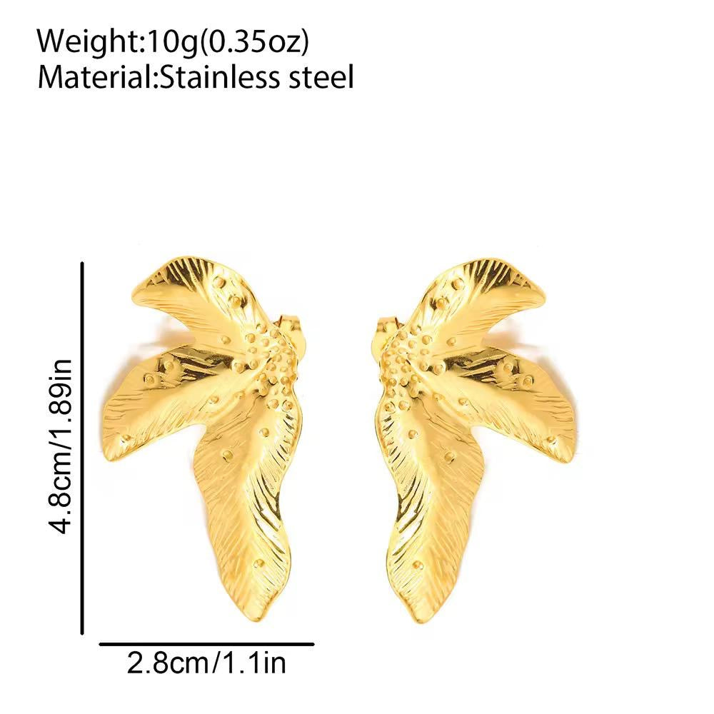 18K Gold Plated Leaf Statement Earrings – Waterproof, Hypoallergenic Jewellery by ThePandaStoree