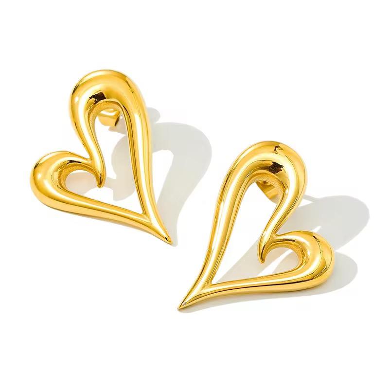 Abstract Heart Earrings | 18K Gold Sculptural Waterproof