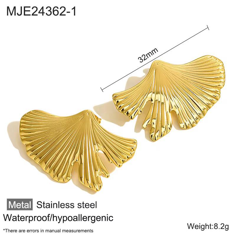 Ginkgo Leaf Earrings | 18K Gold Glossy Waterproof