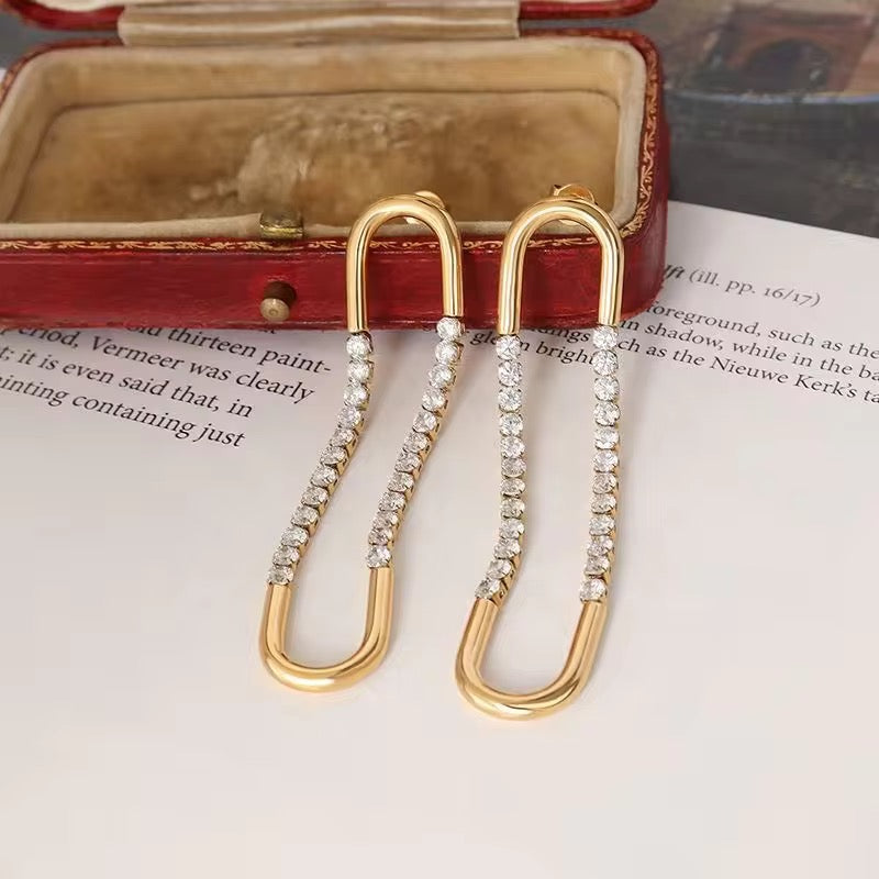18K Gold Plated Rhinestone Drop Earrings