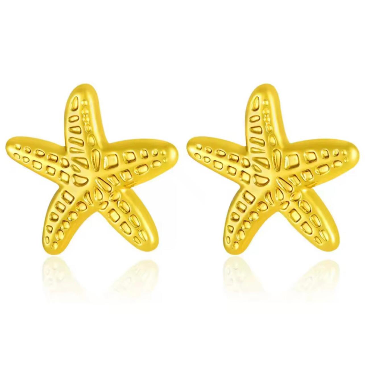 18K Gold Plated Starfish Earrings – Waterproof, Hypoallergenic Jewellery by ThePandaStoree