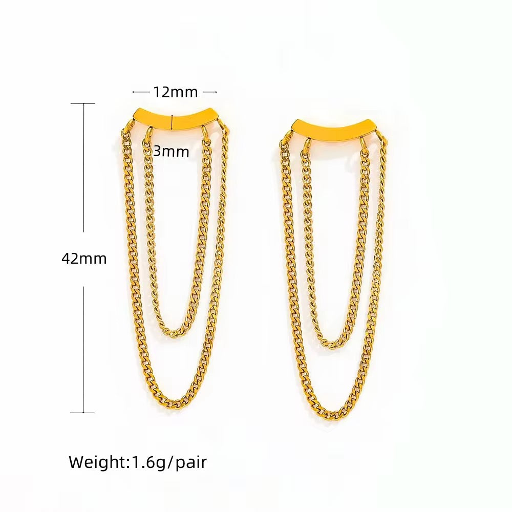 18K Gold Plated Multi-Layer Chain Earrings