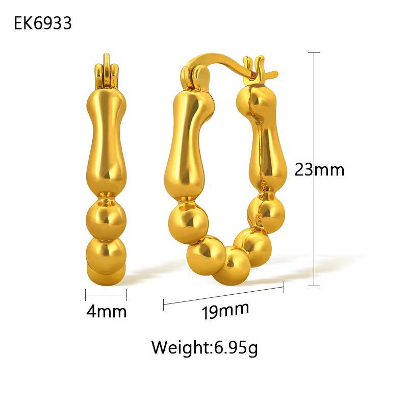 Abstract Beaded Hoop Earrings | 18K Gold Sculptural Waterproof