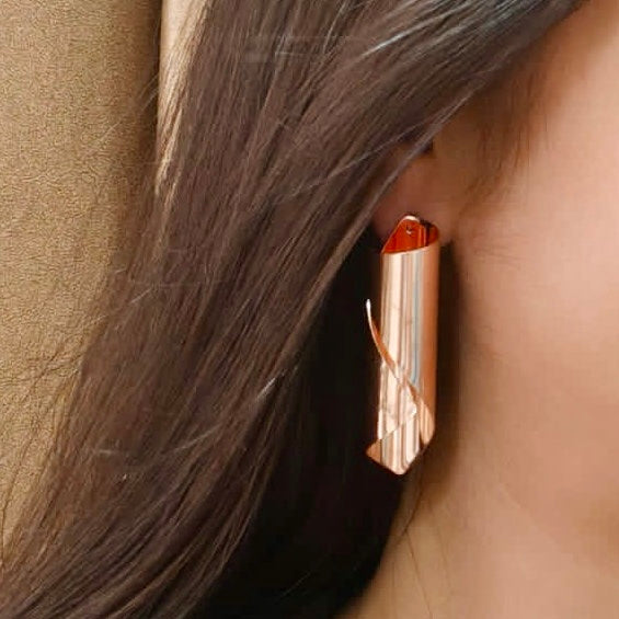 Rose Twisted Cylinder Earrings