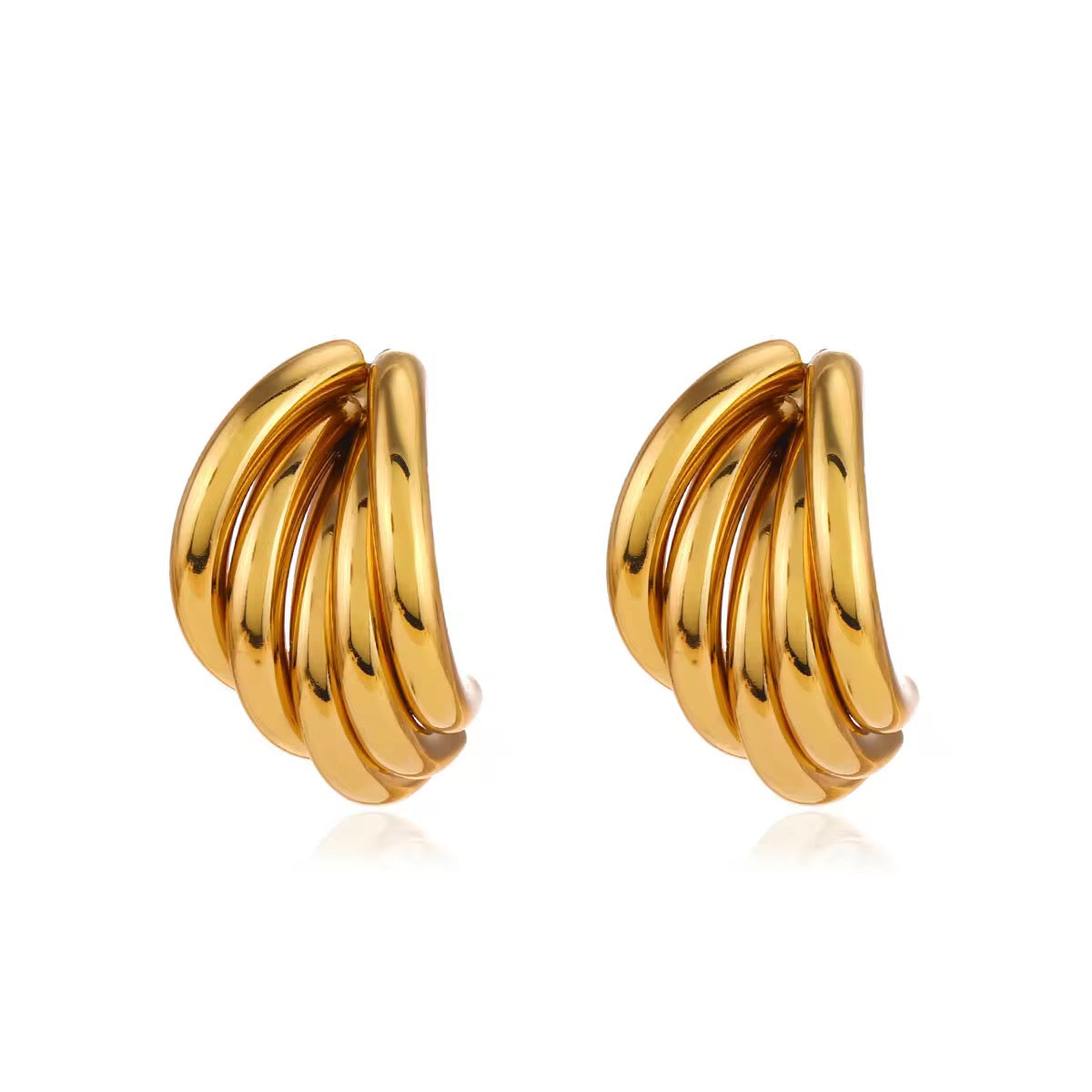 18K Gold Plated Chunky Twisted Hoop Earrings