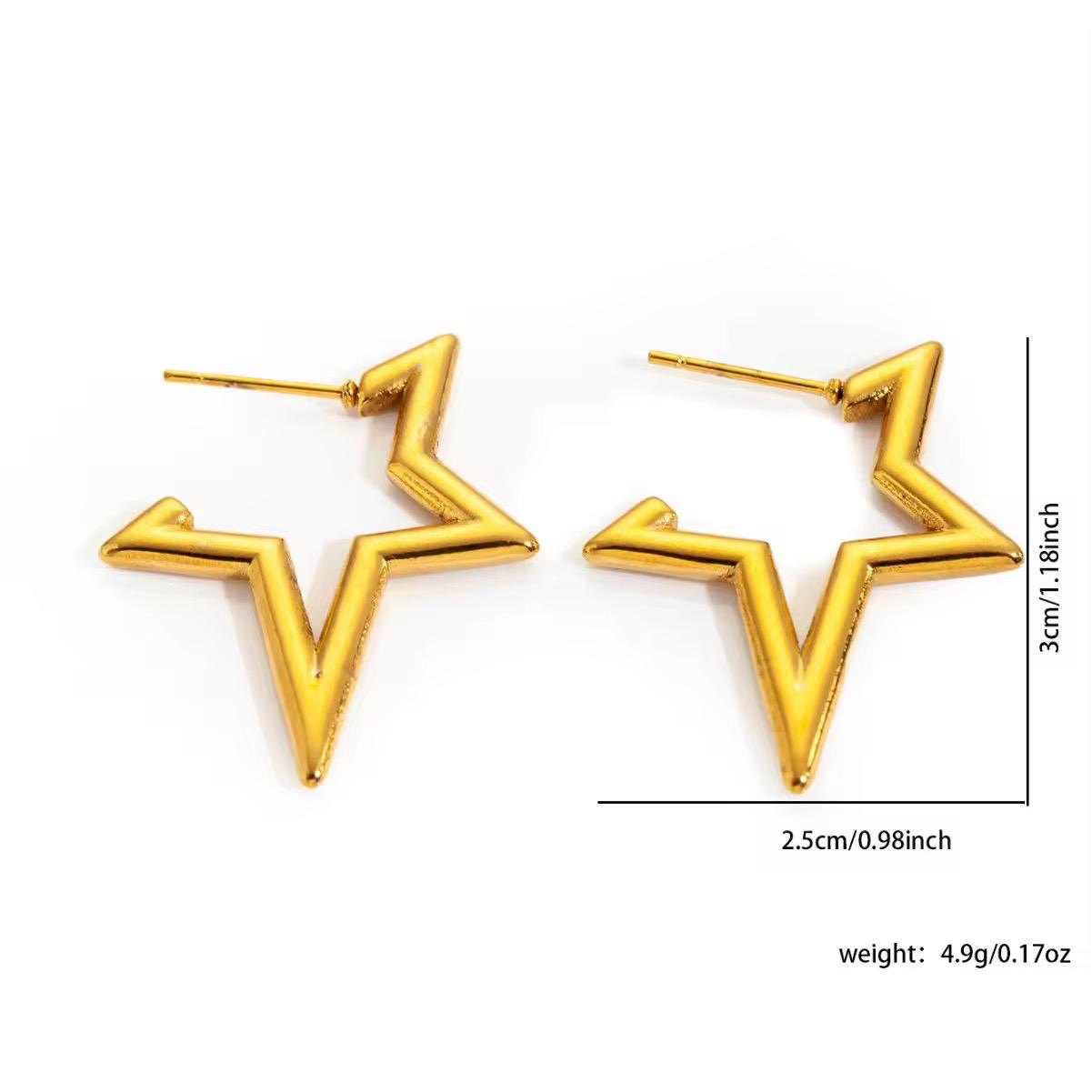 18K Gold Plated Lightning Star Stud Earrings – Waterproof, Hypoallergenic Jewellery by ThePandaStoree