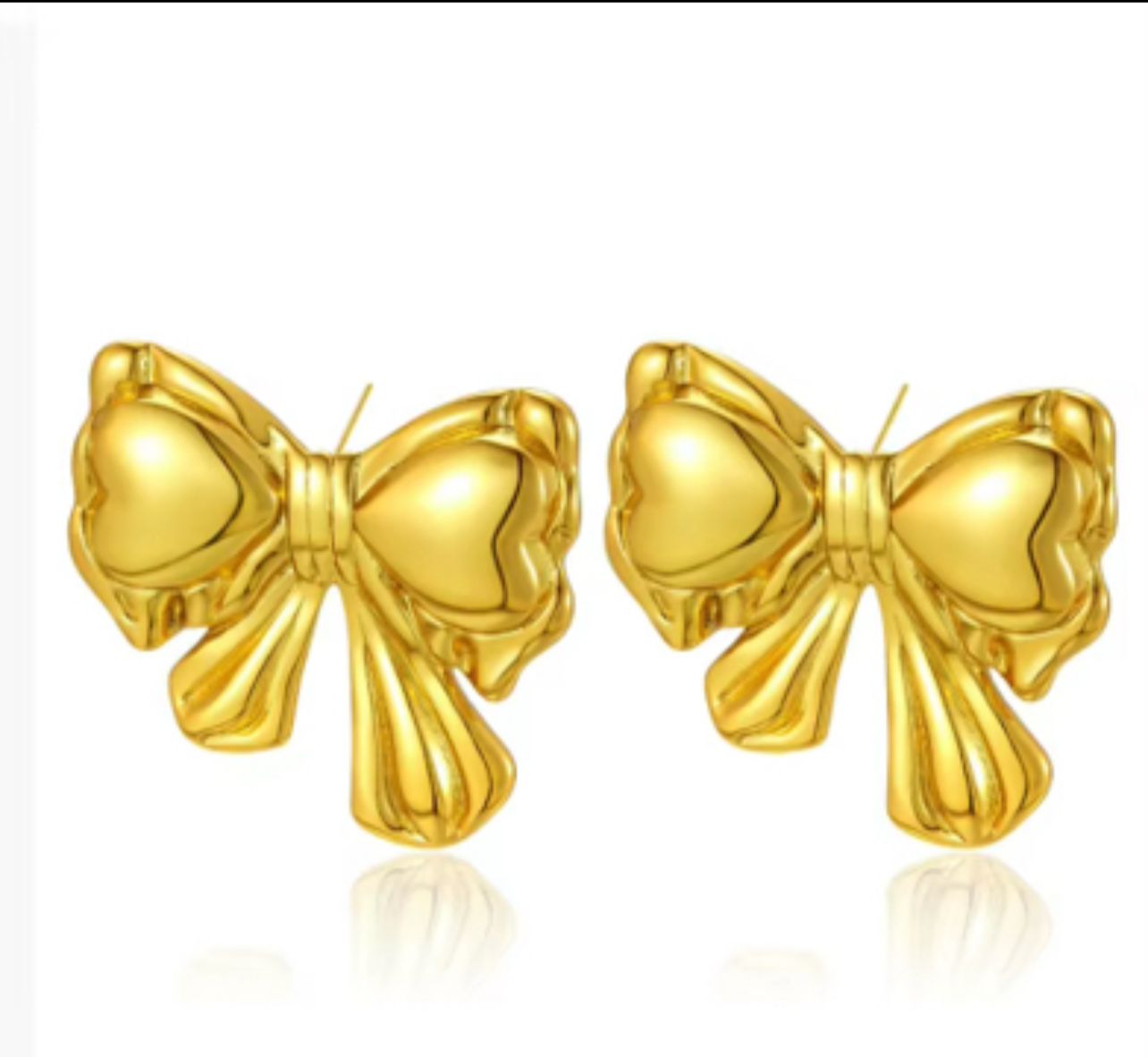 Puffy Bow Stud Earrings | 18K Gold Hypoallergenic Waterproof