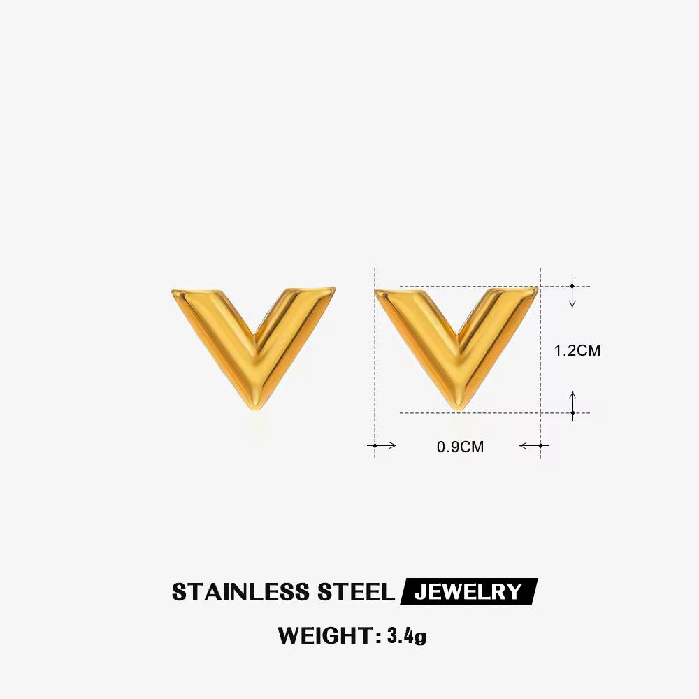 Minimal V Stud Earrings | 18K Gold Geometric Waterproof