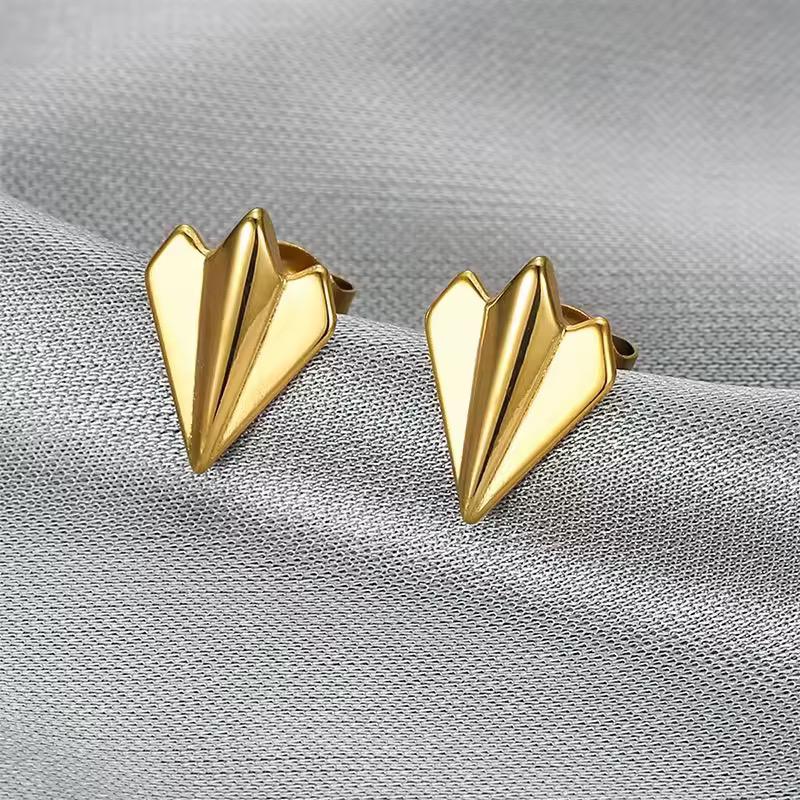 Paper Plane Earrings | 18K Gold Minimal Waterproof