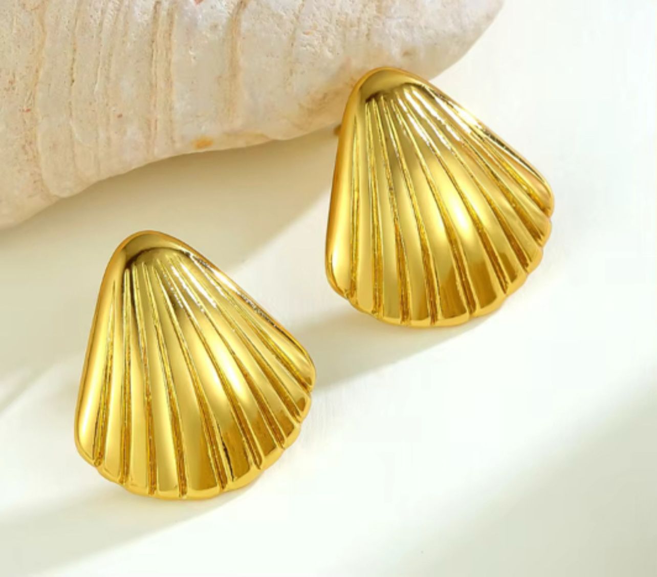 Seashell Stud Earrings | 18K Gold Beach-Inspired Statement