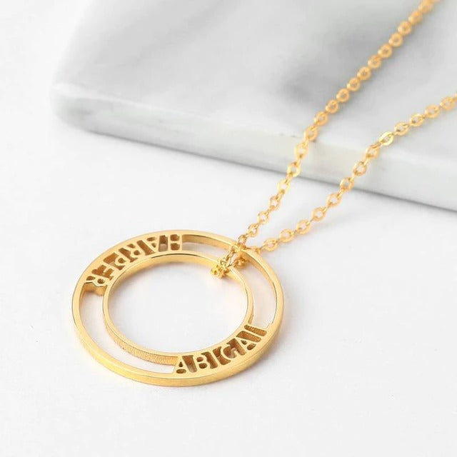 Circle of Love Double Name Necklace - Uniting Hearts, Forever Linked