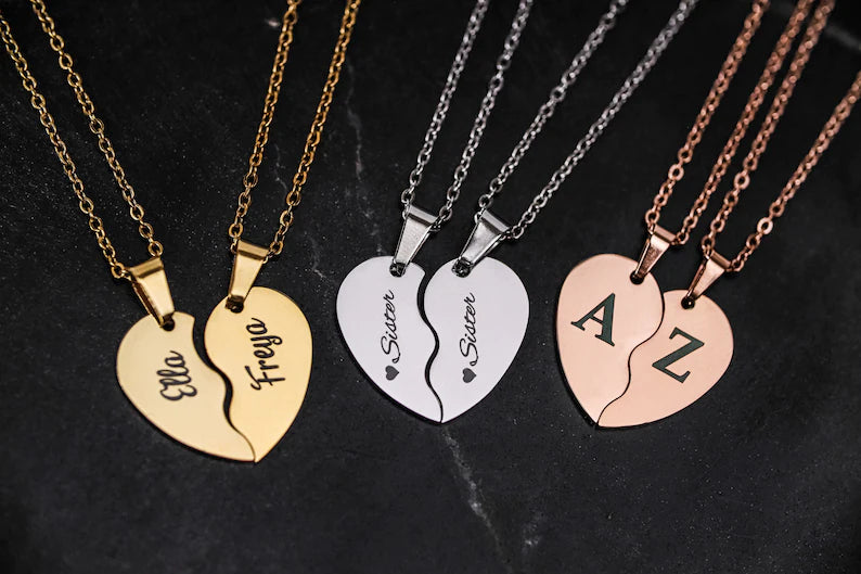 Personalised Engraved Split Hearts