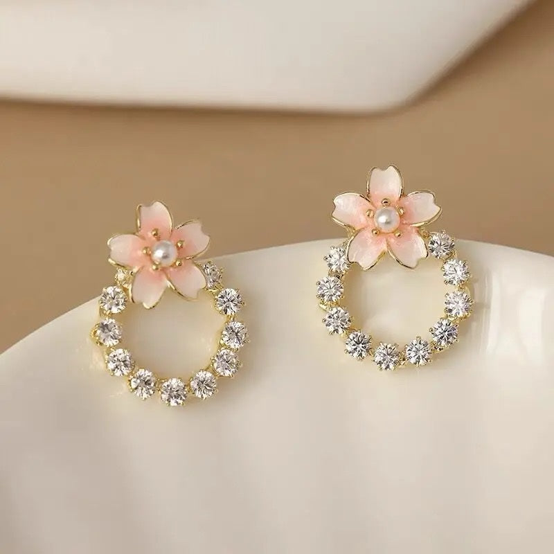 Blossom Crystal Circle Earrings