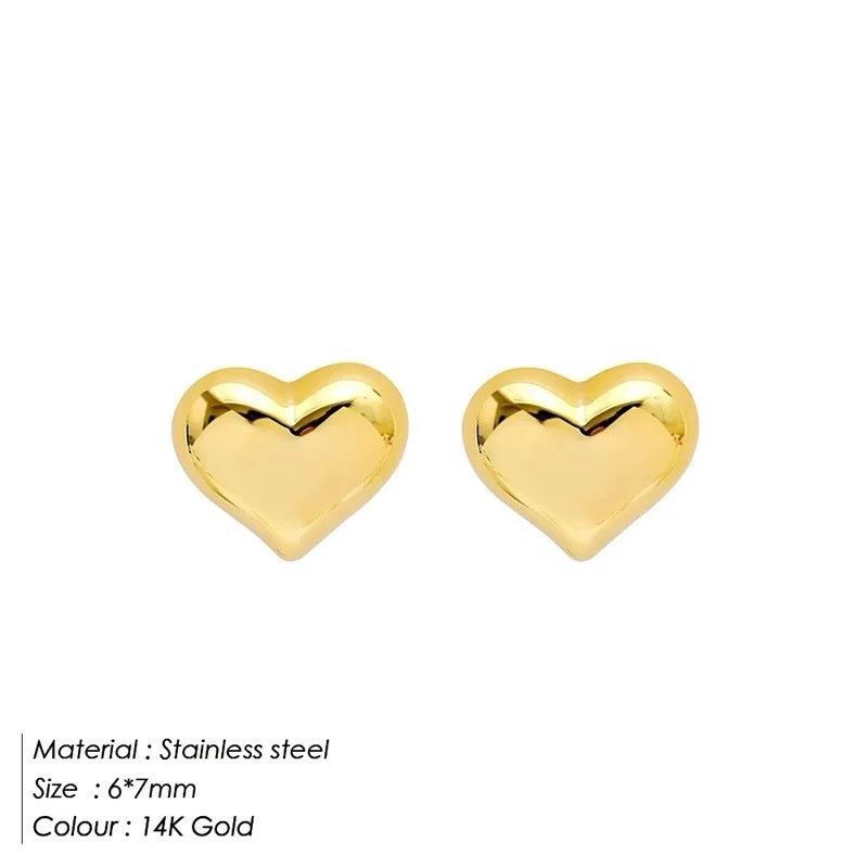 Casual Heart-Shaped Titanium Steel Stud Earrings
