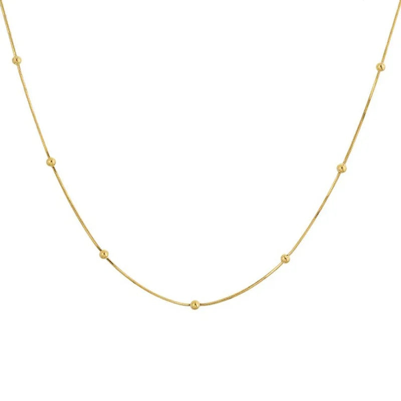 Combo Set : 18K Gold Round Dots & Geometric Titanium Steel Necklace Set
