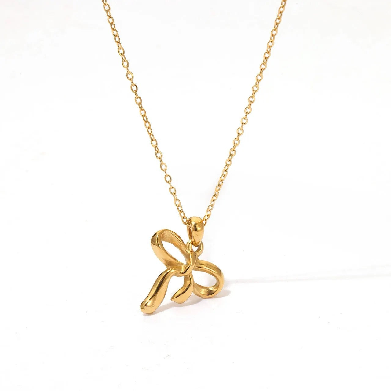 Graceful Bow 18k Gold Plated Necklace