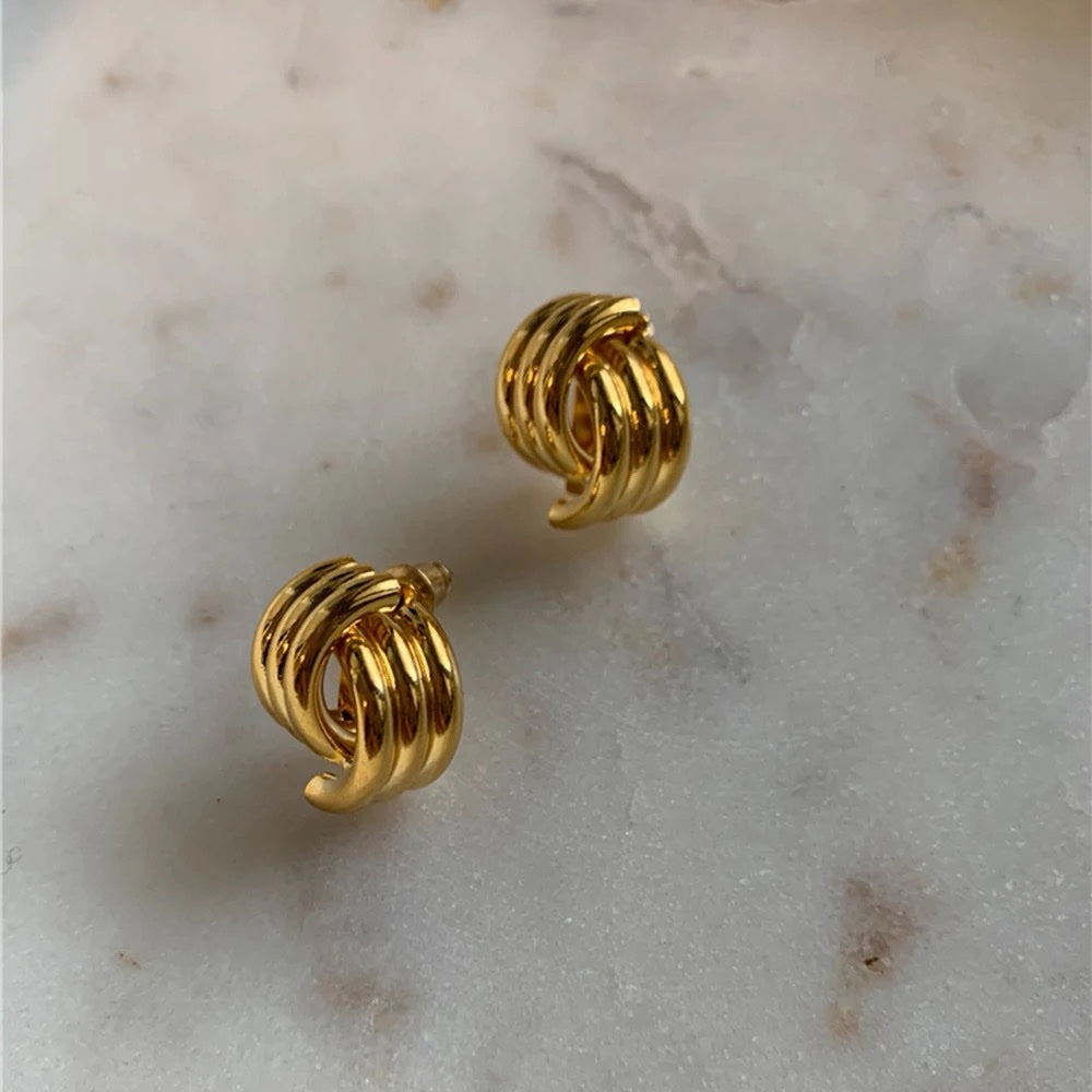 Geometric Grace Cross Stud Earrings - Rose Gold