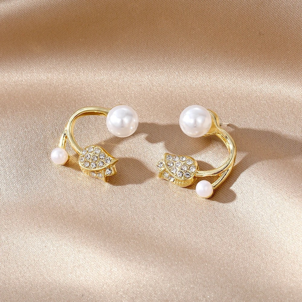 Pearl Tulip Flower Earrings
