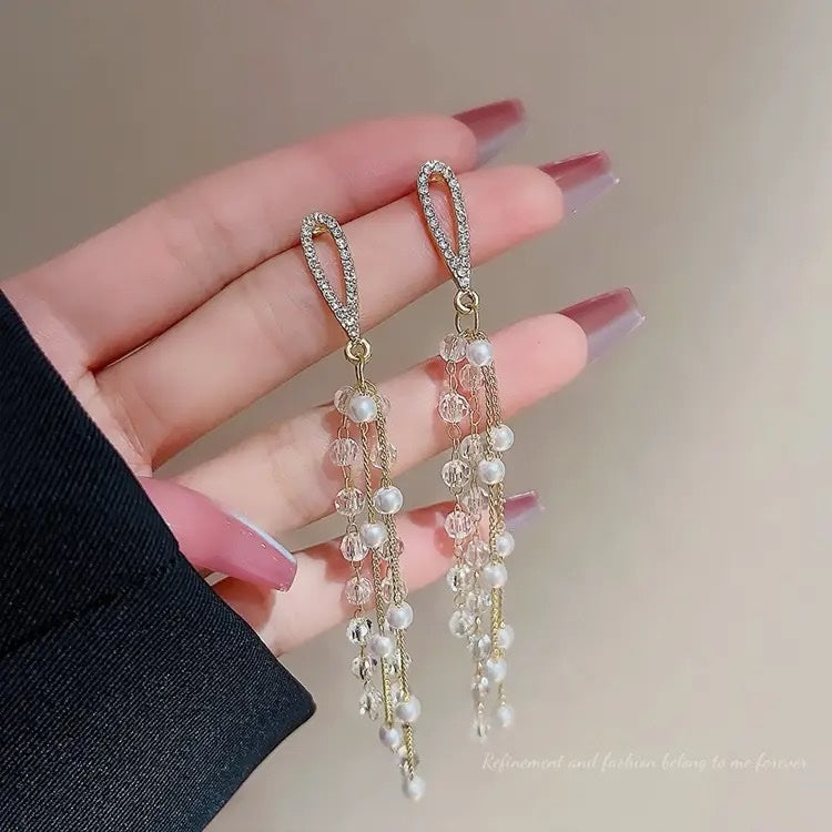 Pearl Cascade Korean Earrings