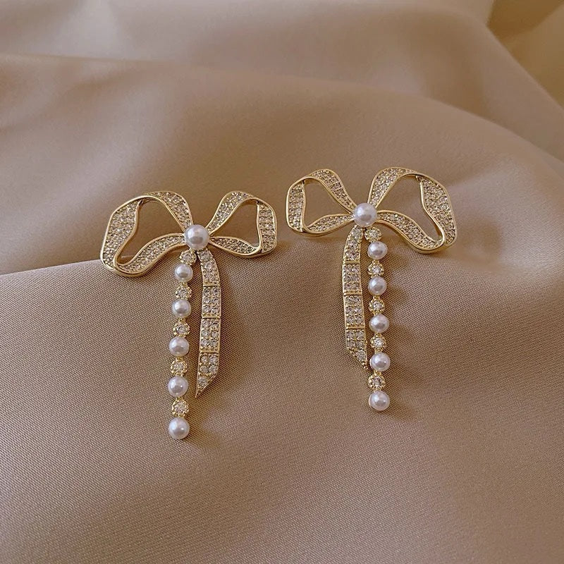 Pearl Bow Earrings