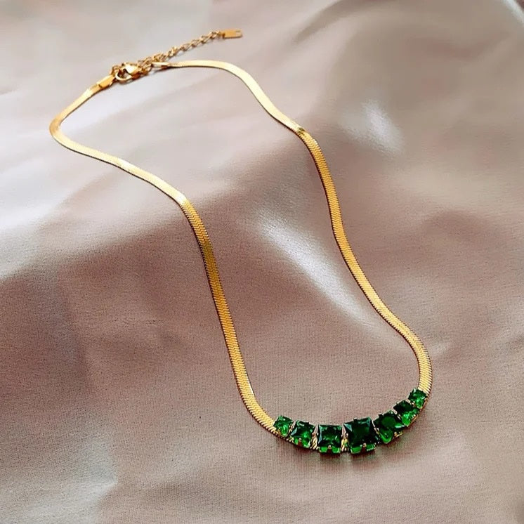 Emerald Green Chain Necklace