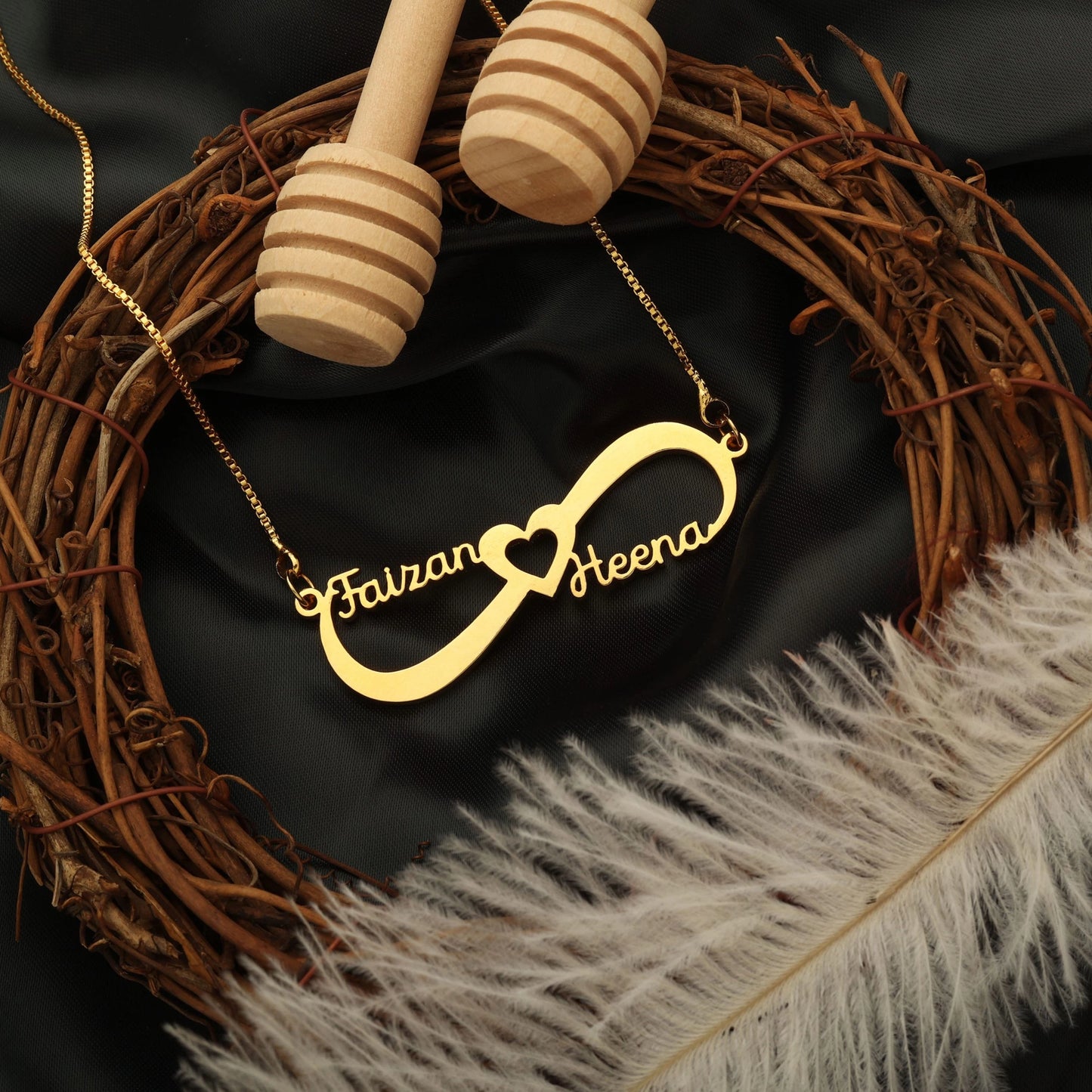 Infinity Heart Style Couple Name Necklace
