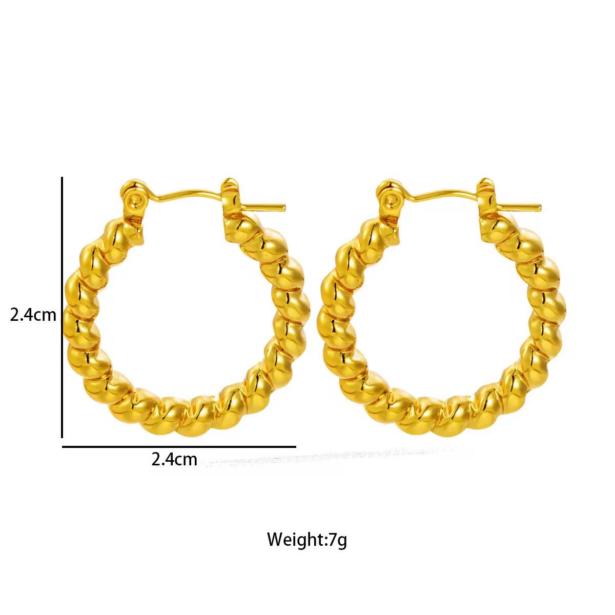 18K Gold Plated Twisted Rope Hoop Earrings – Waterproof, Hypoallergenic Jewellery by ThePandaStoree