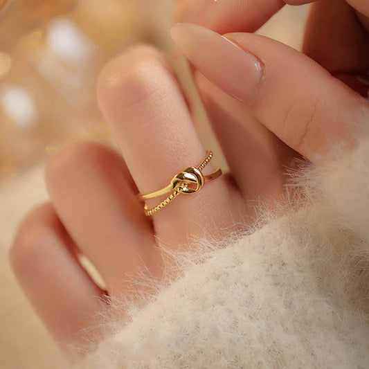 18K gold plated adjustable knot ring – waterproof, anti tarnish, hypoallergenic jewellery by ThePandaStoree.