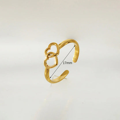 18K Gold Plated Adjustable Double Heart Ring – Waterproof & Skin Safe
