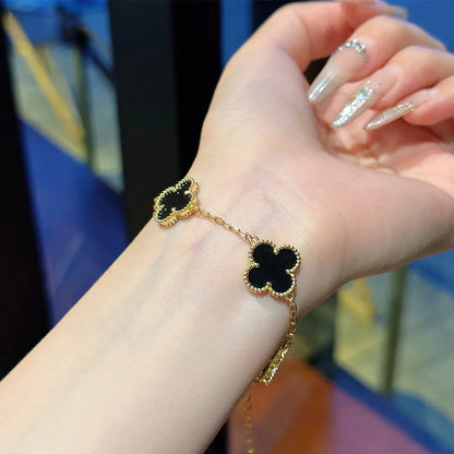 18K Gold Plated Black Clover Bracelet – Waterproof & Skin Safe
