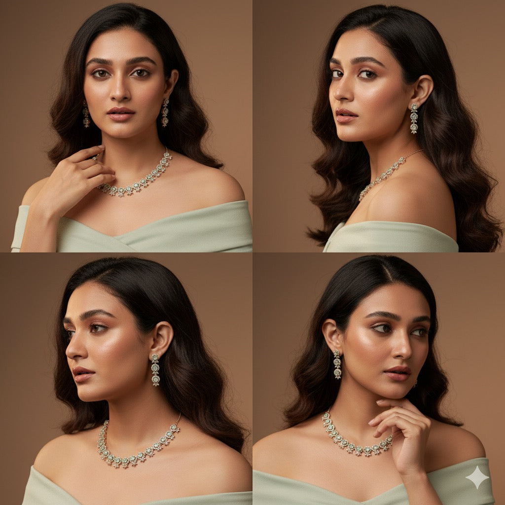 Serene Green Necklace and Earrings Set