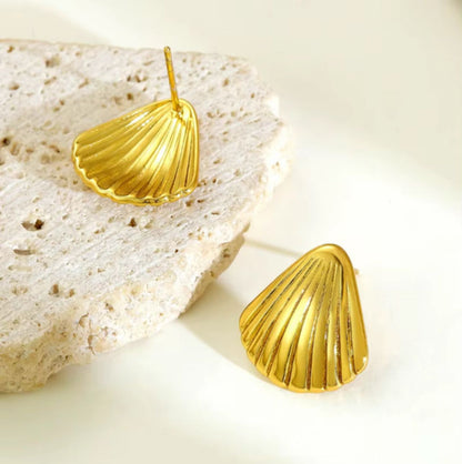 Seashell Stud Earrings | 18K Gold Beach-Inspired Statement