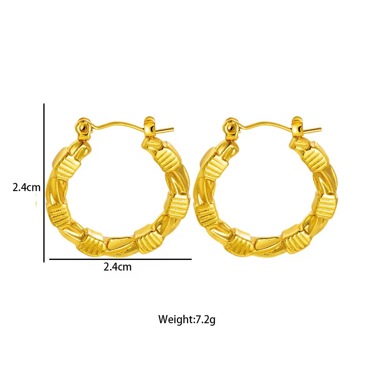 18K Gold Plated Bamboo Carved Hoop Earrings – Waterproof, Hypoallergenic Jewellery by ThePandaStoree