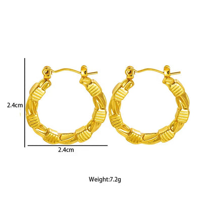 18K Gold Plated Bamboo Carved Hoop Earrings – Waterproof, Hypoallergenic Jewellery by ThePandaStoree
