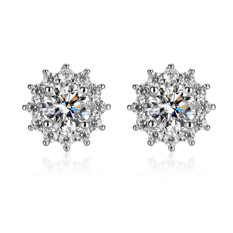 Silver Plated Floral Solitaire Stud Earrings – AD Studded & Anti Tarnish