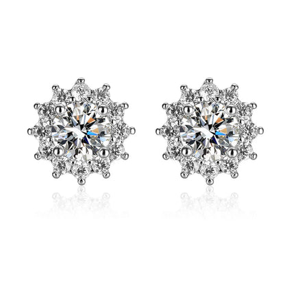 Silver Plated Floral Solitaire Stud Earrings – AD Studded & Anti Tarnish