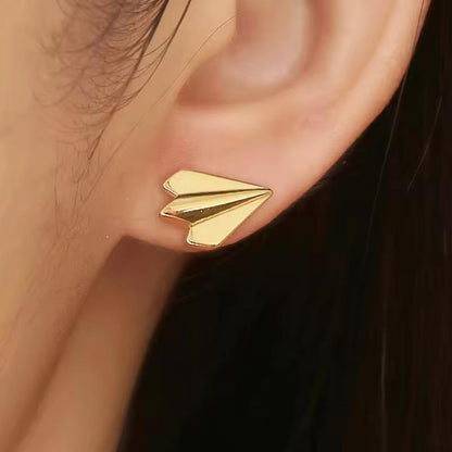 Paper Plane Earrings | 18K Gold Minimal Waterproof