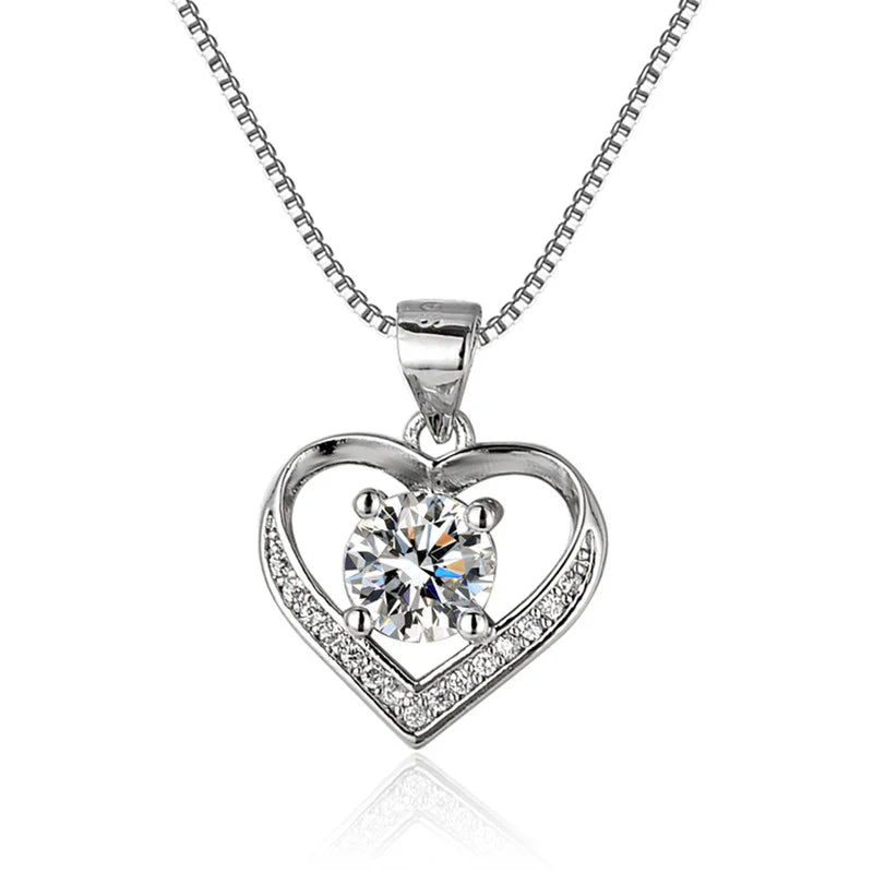 Silver Plated Heart Pendant – AD Studded, Anti Tarnish & Skin Safe