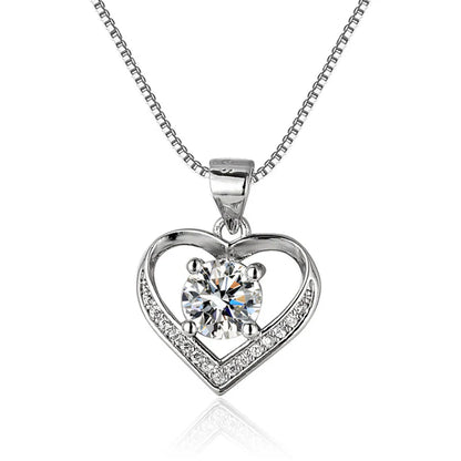 Silver Plated Heart Pendant – AD Studded, Anti Tarnish & Skin Safe