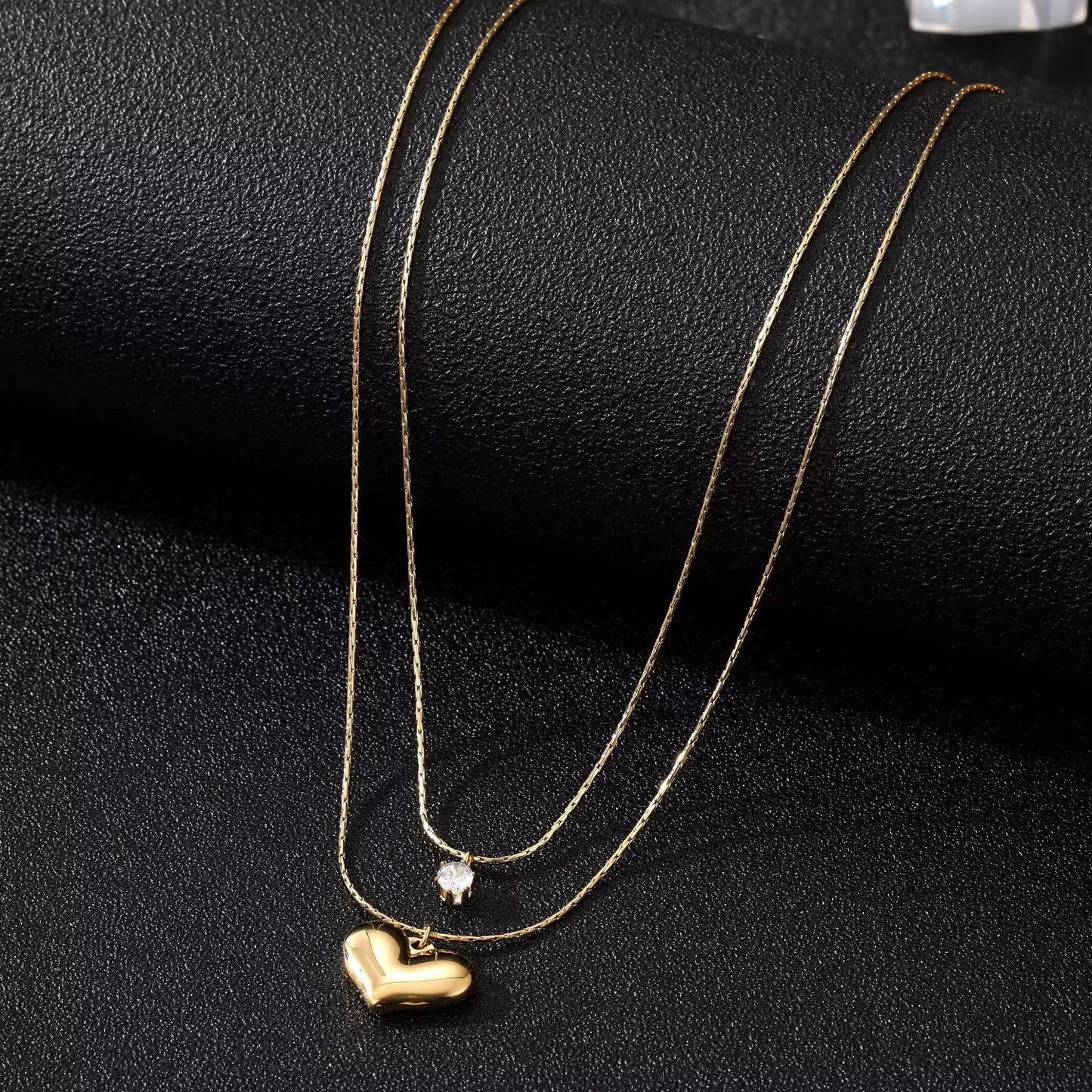 18K Gold Plated Layered Heart Necklace – Waterproof & Skin Safe