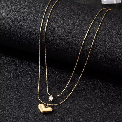 18K Gold Plated Layered Heart Necklace – Waterproof & Skin Safe