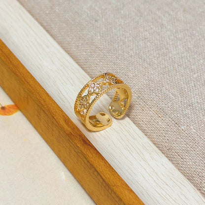 18K Gold Plated Adjustable Clover Ring – Waterproof & Skin Safe