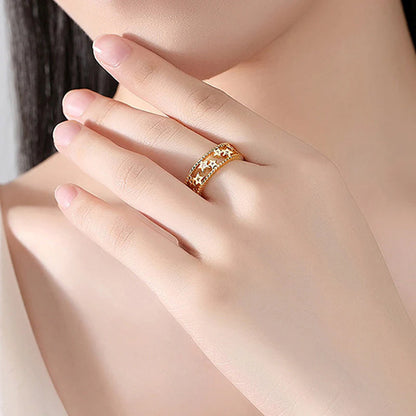 18K Gold Plated Adjustable Star Band Ring – Waterproof & Skin Safe