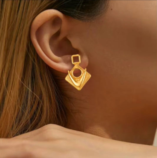 Geometric Dangle Earrings | 18K Gold Waterproof Anti-Tarnish