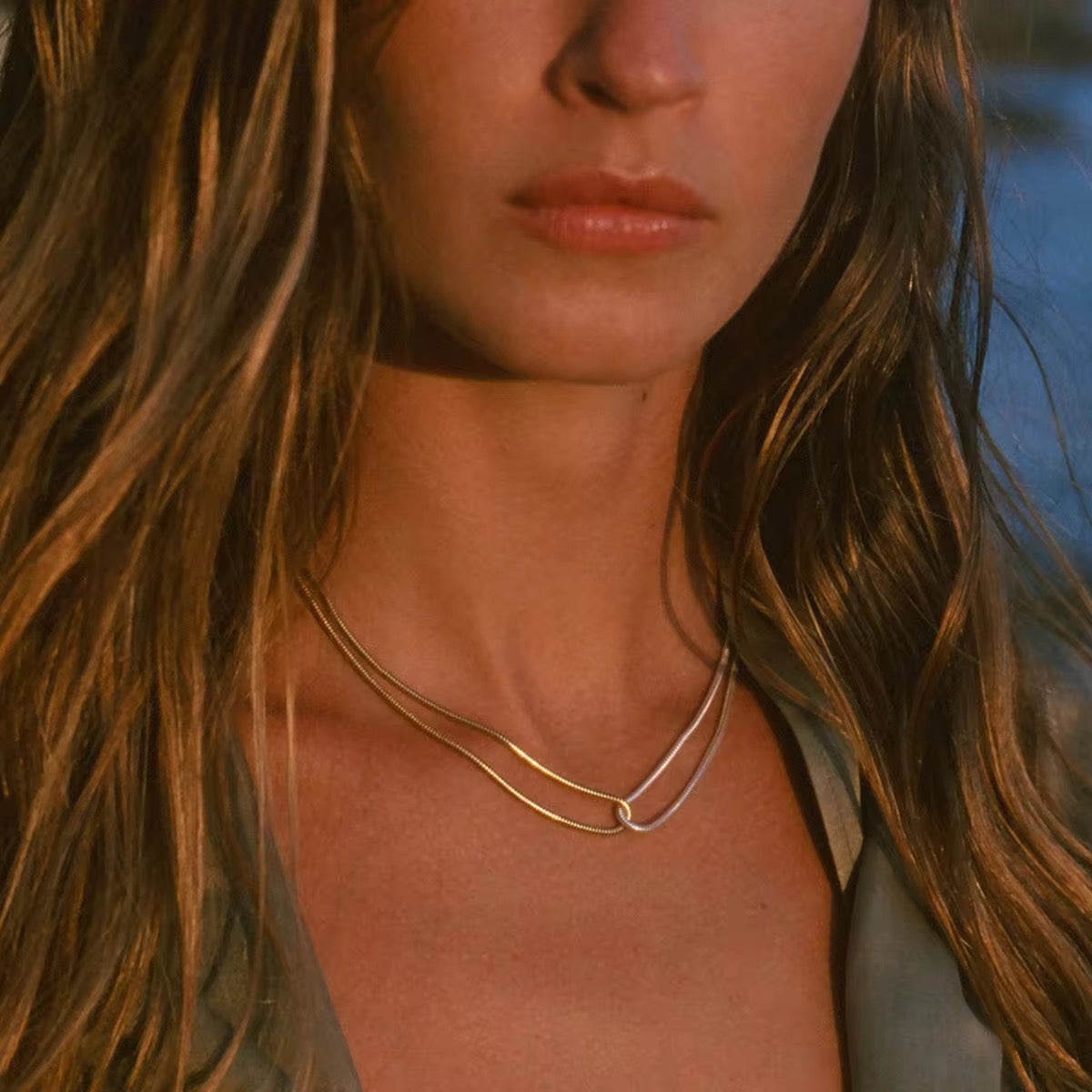 Dual Tone Knot Necklace | 18K Gold Plated Elegant Design