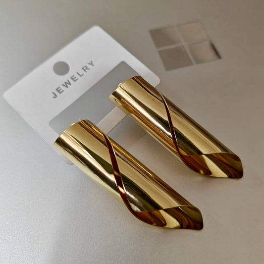 Gold Twisted Cylinder Earrings