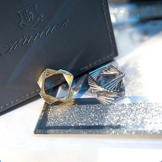 Geometric Harmony Stud Earrings (Silver Color)