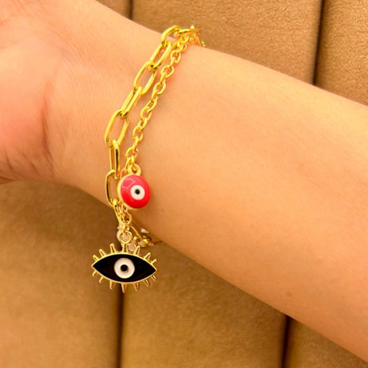 Crimson Shadow Evil Eye Bracelet