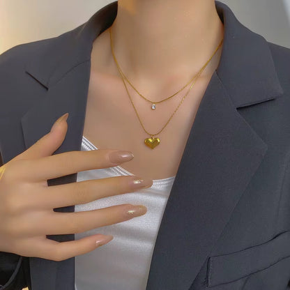 18K Gold Plated Layered Heart Necklace – Waterproof & Skin Safe